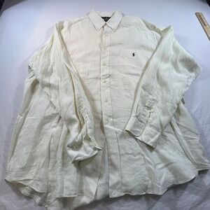 Ralph Lauren Blaire Linen Button Down Shirt‎ Mens XL Ivory Beige Casual
